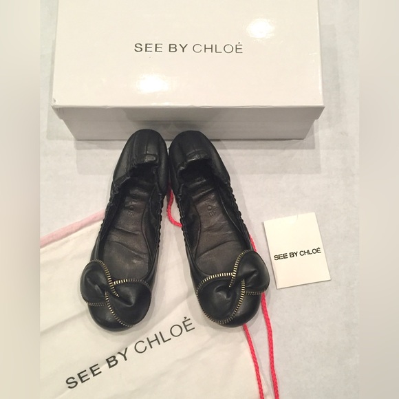 See by Chloe ballet Clara flats black size 7 - Picture 1 of 8